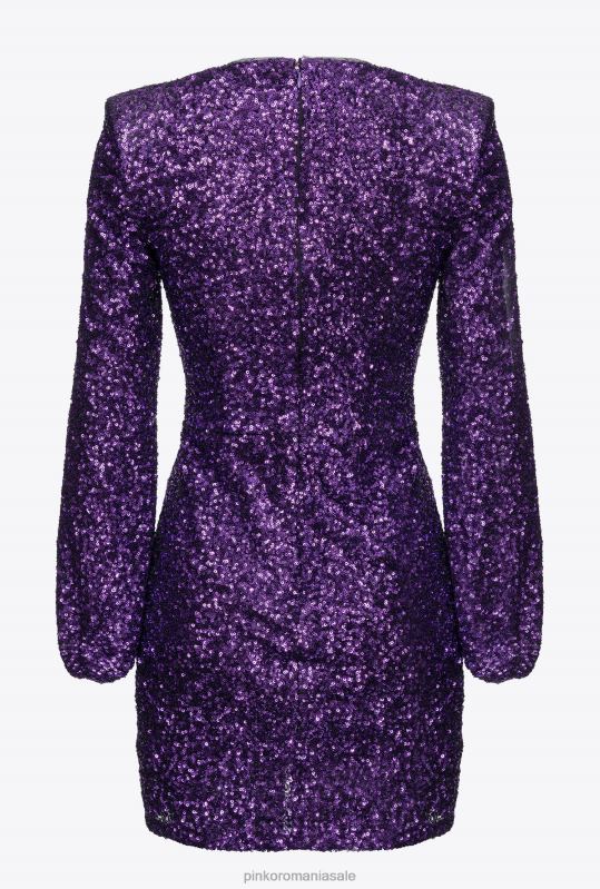rochii scurte | rochie mini cu paiete complet cu crossover Pinko violet prismă B0D08168