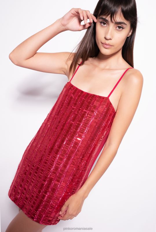 rochii scurte | rochie mini cu paiete dreptunghiulare Pinko roșu zmeură B0D08134