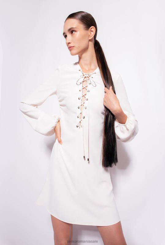 rochii scurte | rochie mini cu siret Pinko alb de mătase B0D08124