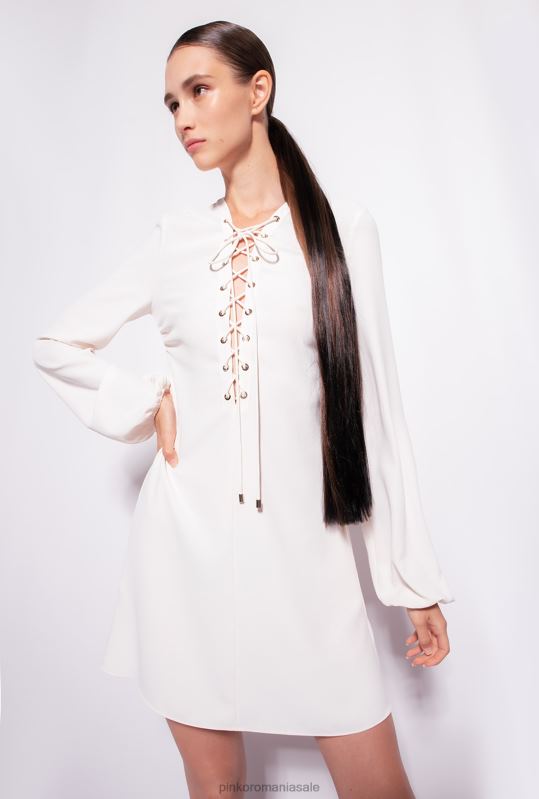 rochii scurte | rochie mini cu siret Pinko alb de mătase B0D08124