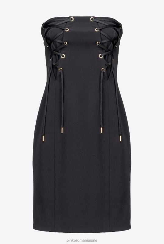 rochii scurte | rochie mini cu siret Pinko limuzina neagră B0D0814
