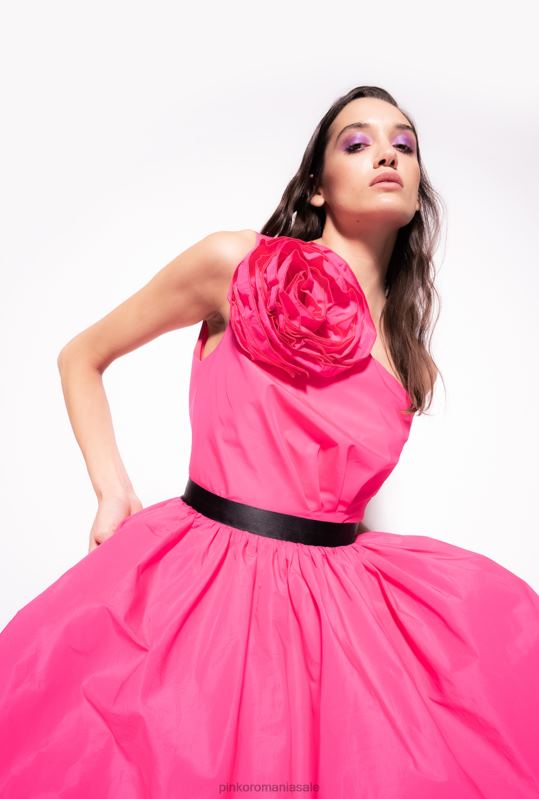 rochii scurte | rochie mini cu un singur umar cu detaliu trandafir Pinko violet fucsia B0D08201