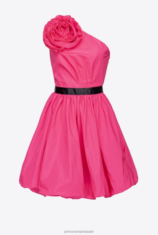 rochii scurte | rochie mini cu un singur umar cu detaliu trandafir Pinko violet fucsia B0D08201
