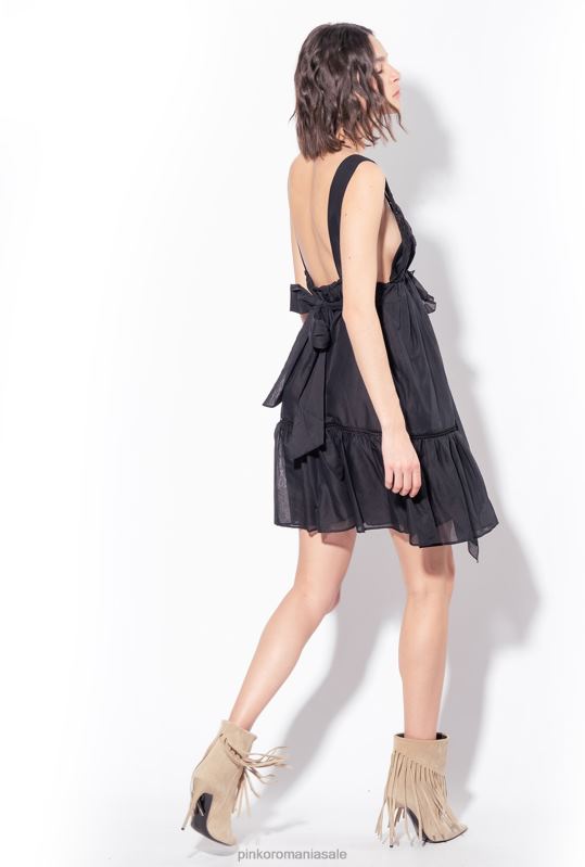 rochii scurte | rochie mini de muselina Pinko limuzina neagră B0D0860