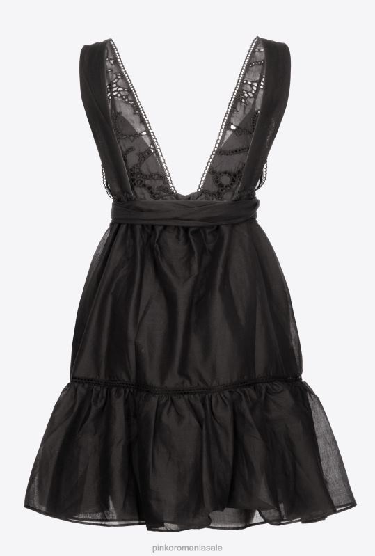 rochii scurte | rochie mini de muselina Pinko limuzina neagră B0D0860