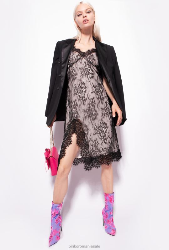 rochii scurte | rochie mini din dantelă Pinko negru/unt B0D0855