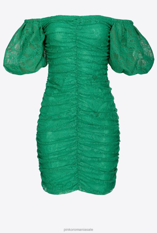 rochii scurte | rochie mini din dantela cu adunare Pinko verde gazon englezesc B0D08100