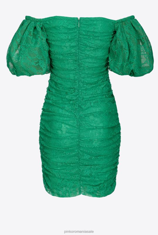 rochii scurte | rochie mini din dantela cu adunare Pinko verde gazon englezesc B0D08100