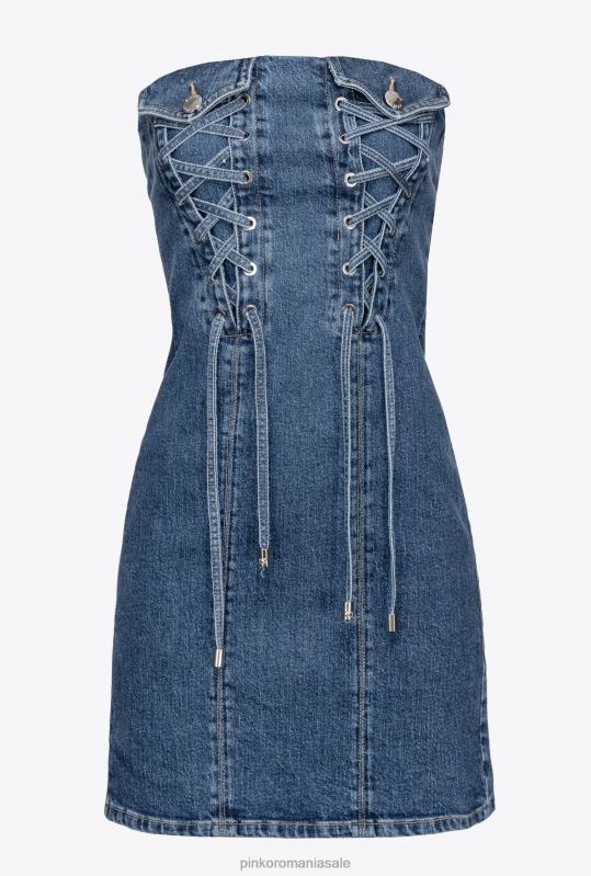 rochii scurte | rochie mini din denim cu siret Pinko spalare vintage medie/ușoară B0D08156