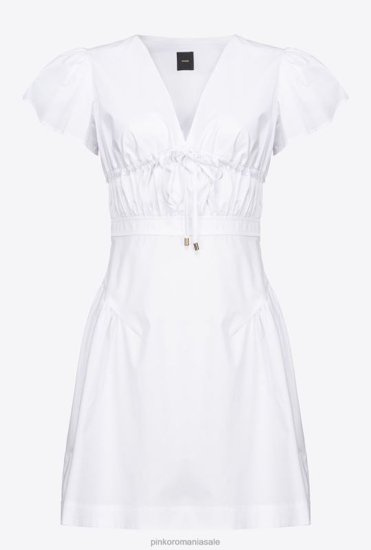 rochii scurte | rochie mini din poplin Pinko alb strălucitor B0D0894