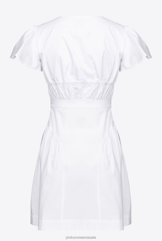rochii scurte | rochie mini din poplin Pinko alb strălucitor B0D0894