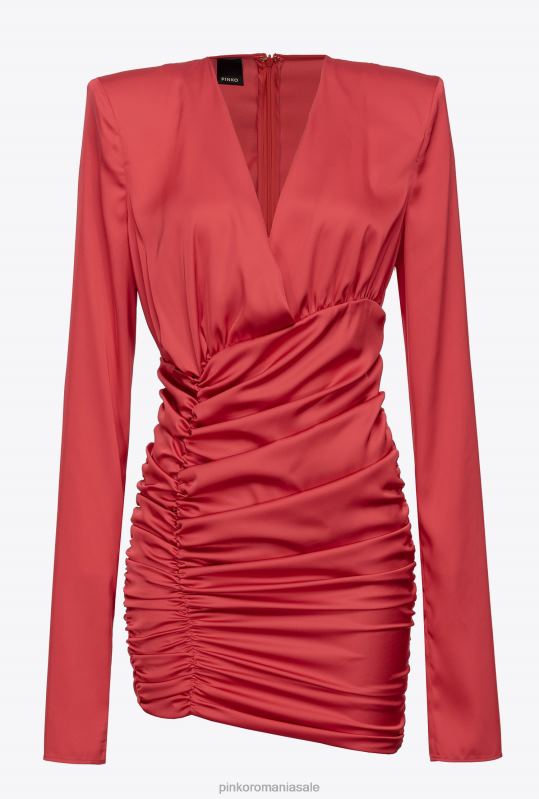 rochii scurte | rochie mini din satin stretch Pinko rosu chilli B0D08104