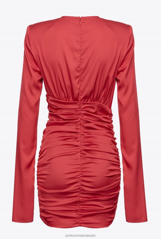 rochii scurte | rochie mini din satin stretch Pinko rosu chilli B0D08104