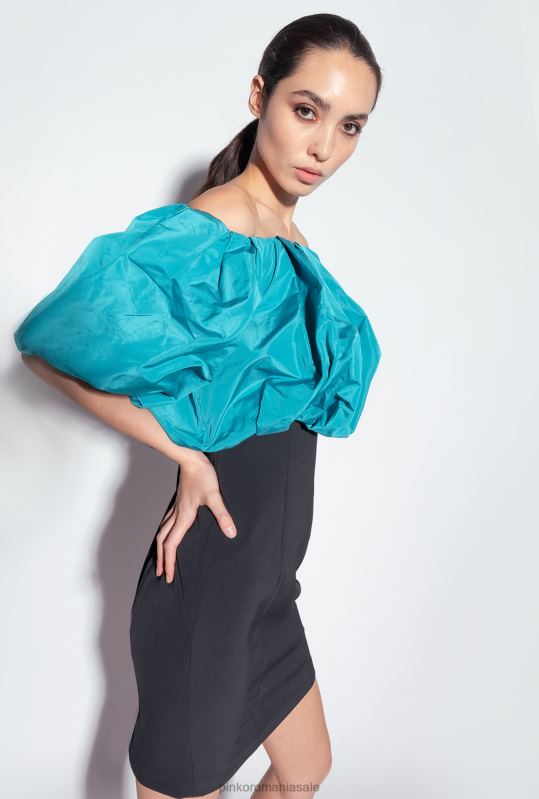 rochii scurte | rochie mini din tafta galeria Pinko negru/ceal B0D08211