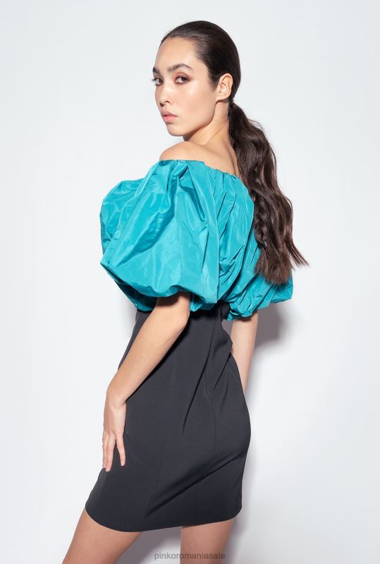 rochii scurte | rochie mini din tafta galeria Pinko negru/ceal B0D08211