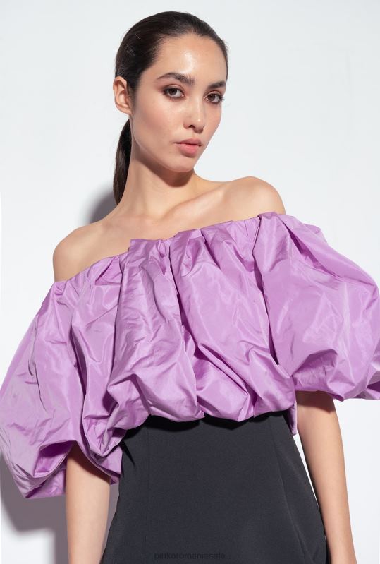 rochii scurte | rochie mini din tafta galeria Pinko negru/liliac B0D08210