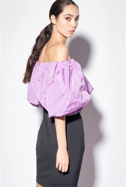 rochii scurte | rochie mini din tafta galeria Pinko negru/liliac B0D08210