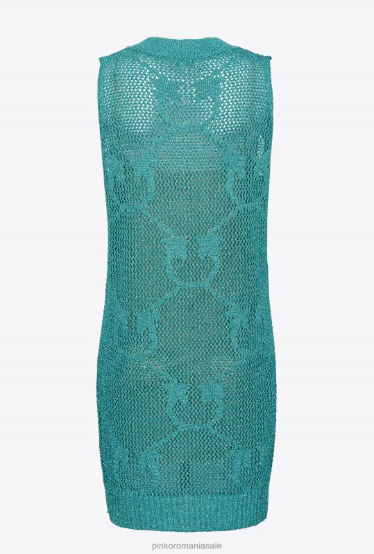 rochii scurte | rochie mini din tricot cu ochiuri de plasă Pinko albastru B0D0831