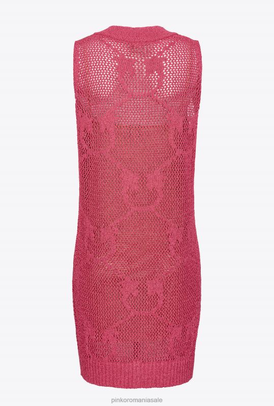 rochii scurte | rochie mini din tricot cu ochiuri de plasă Pinko roșu zmeură B0D0832