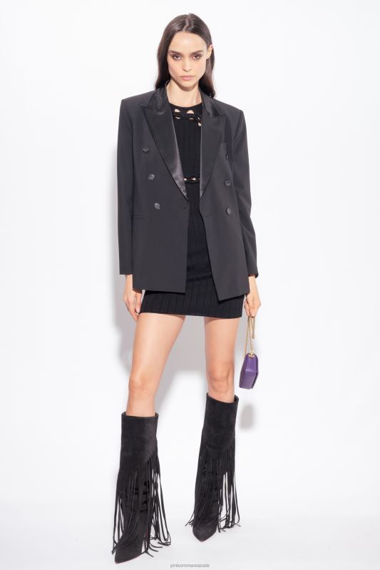 rochii scurte | rochie mini din tricot în coastă Pinko limuzina neagră B0D0811