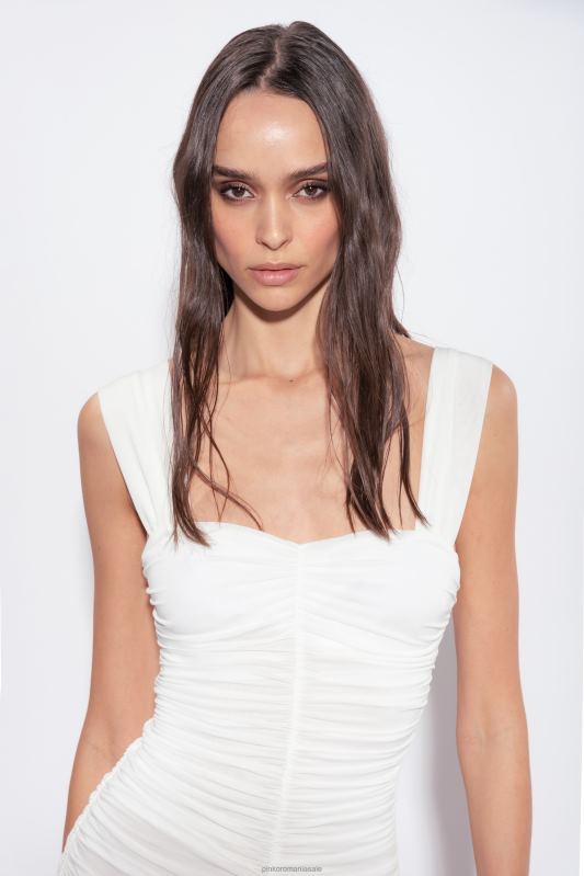 rochii scurte | rochie mini drapată din jerse Pinko alb strălucitor B0D0823