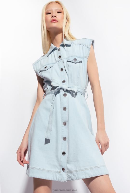 rochii scurte | rochie mini vintage din denim deschis Pinko spălare cu înălbitor mediu B0D08150