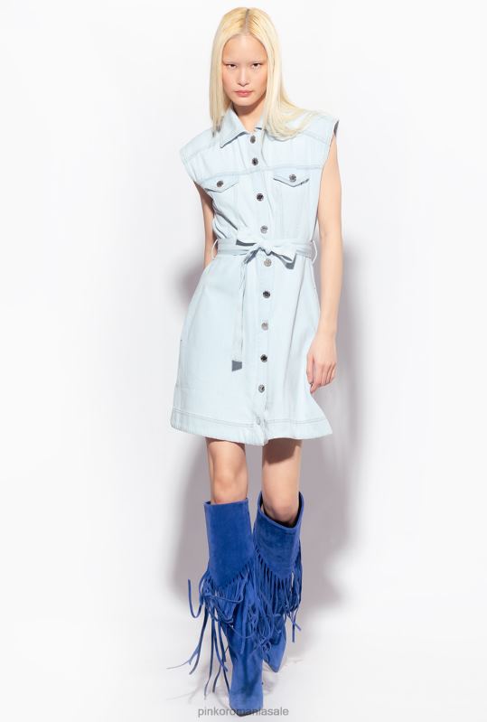 rochii scurte | rochie mini vintage din denim deschis Pinko spălare cu înălbitor mediu B0D08150