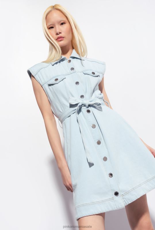 rochii scurte | rochie mini vintage din denim deschis Pinko spălare cu înălbitor mediu B0D08150