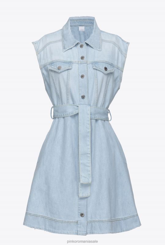 rochii scurte | rochie mini vintage din denim deschis Pinko spălare cu înălbitor mediu B0D08150