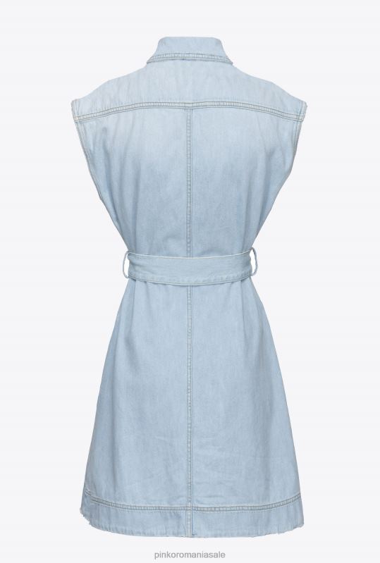 rochii scurte | rochie mini vintage din denim deschis Pinko spălare cu înălbitor mediu B0D08150