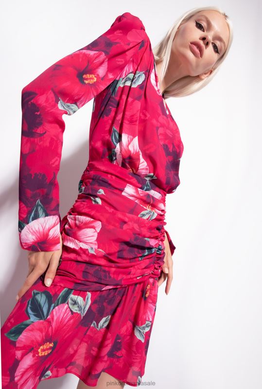 rochii scurte | rochie scurtă cu imprimeu hibiscus Pinko multi. fucsia/roz B0D08139