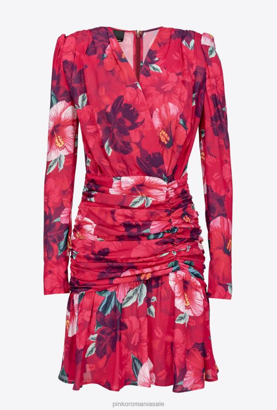 rochii scurte | rochie scurtă cu imprimeu hibiscus Pinko multi. fucsia/roz B0D08139