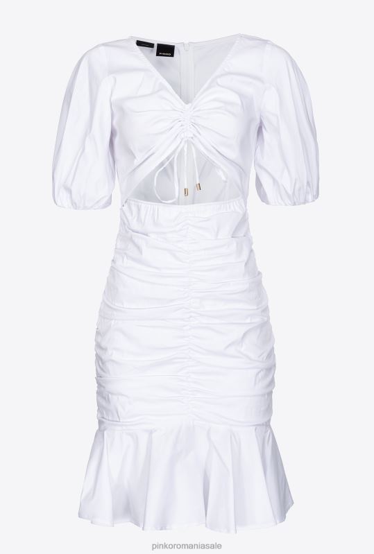 rochii scurte | rochie scurtă din poplin Pinko alb strălucitor B0D0817