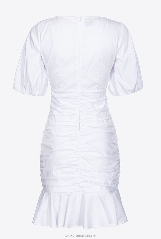 rochii scurte | rochie scurtă din poplin Pinko alb strălucitor B0D0817