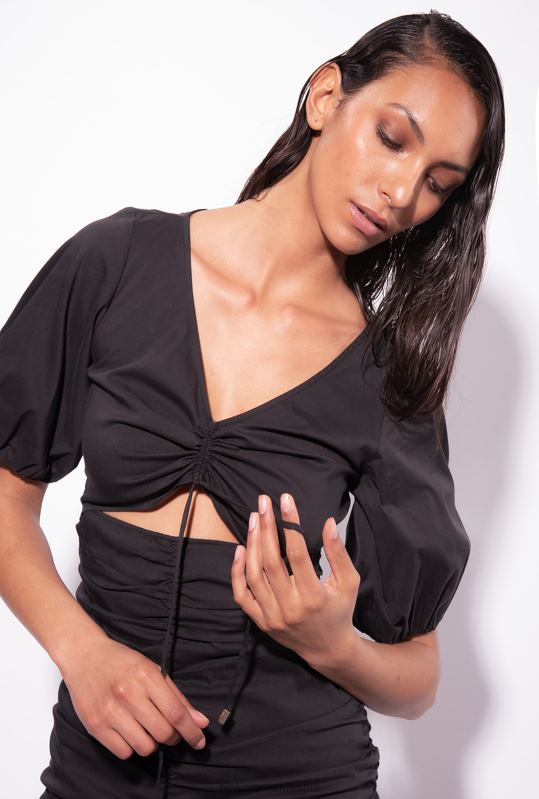 rochii scurte | rochie scurtă din poplin Pinko limuzina neagră B0D0815