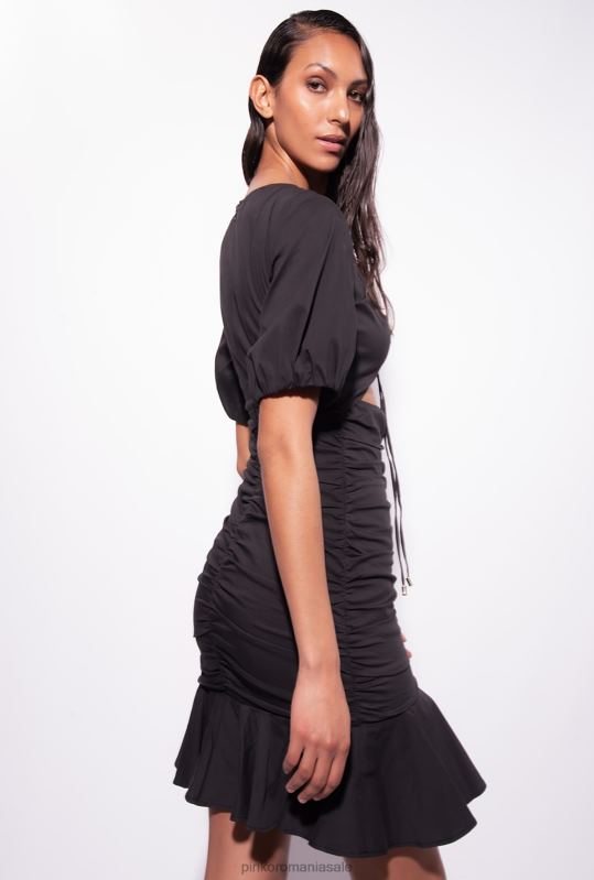 rochii scurte | rochie scurtă din poplin Pinko limuzina neagră B0D0815