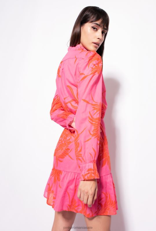 rochii scurte | rochie scurta cu flori mari imprimate Pinko roz/rosu B0D0866