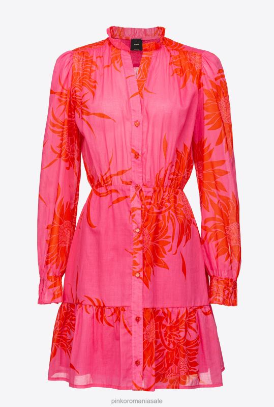 rochii scurte | rochie scurta cu flori mari imprimate Pinko roz/rosu B0D0866