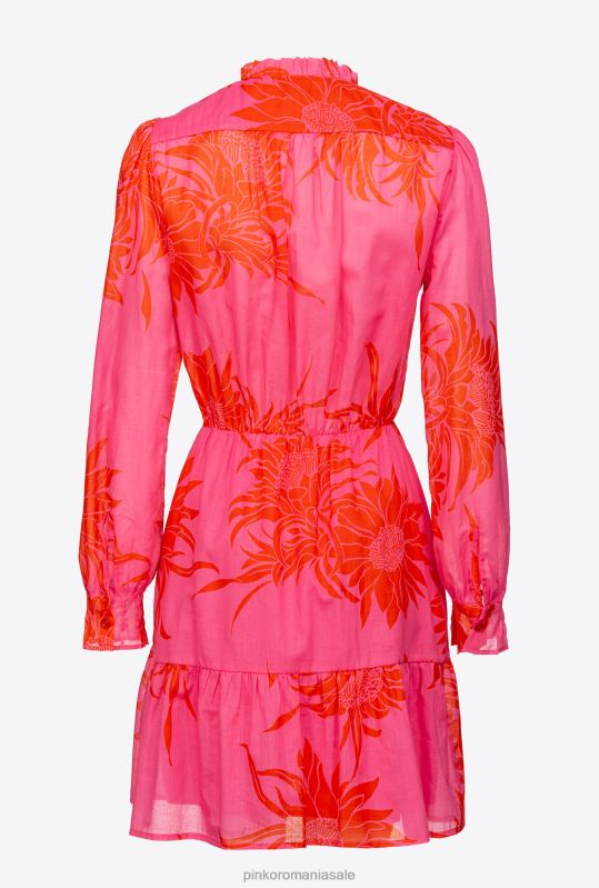 rochii scurte | rochie scurta cu flori mari imprimate Pinko roz/rosu B0D0866