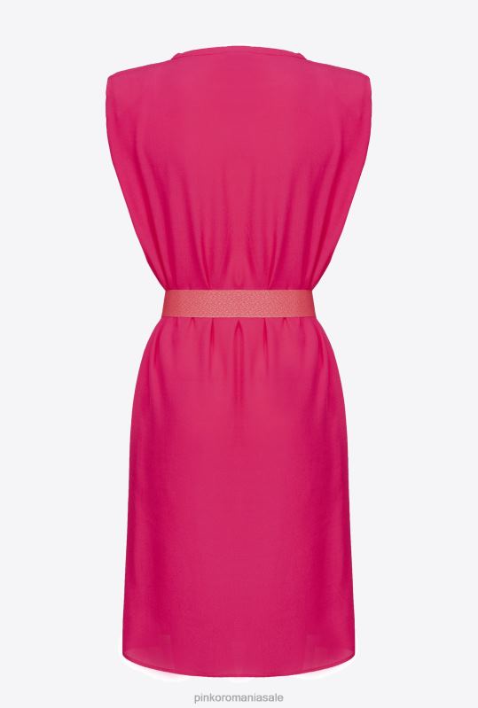 rochii scurte | rochie teaca cu centura Pinko fucsia confortabil B0D0862