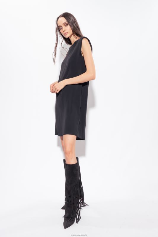 rochii scurte | rochie teaca cu centura Pinko limuzina neagră B0D0861