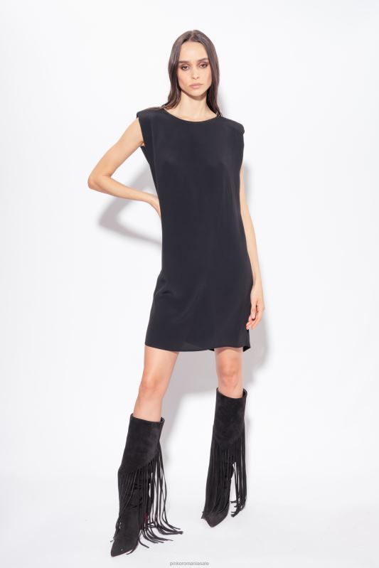 rochii scurte | rochie teaca cu centura Pinko limuzina neagră B0D0861