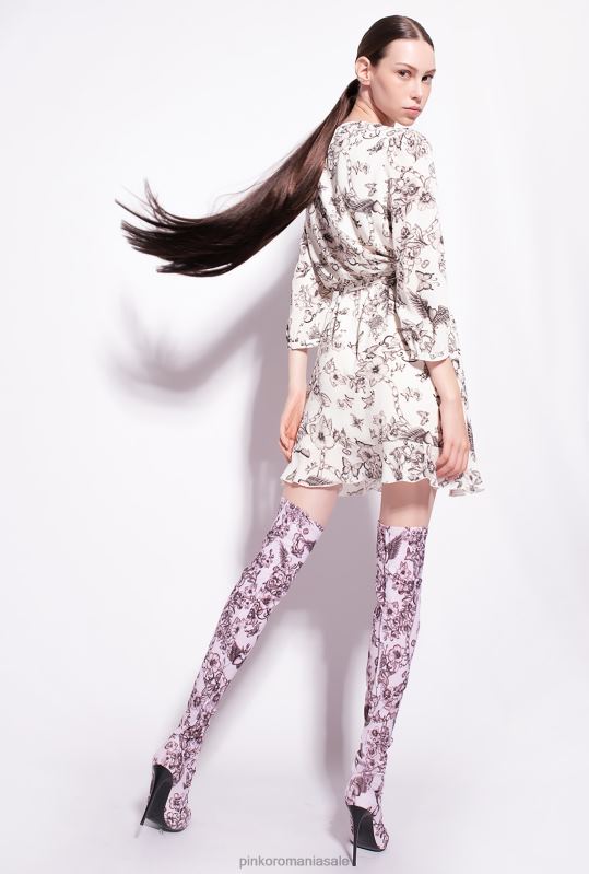 rochii scurte | rochie wrap cu imprimeu tatuaj Pinko unt/negru B0D08162