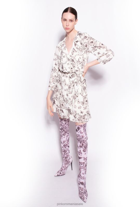 rochii scurte | rochie wrap cu imprimeu tatuaj Pinko unt/negru B0D08162