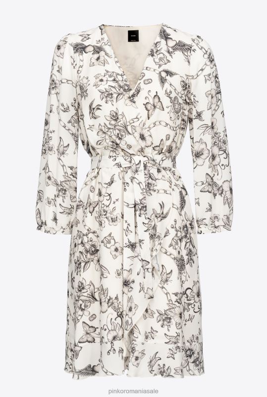 rochii scurte | rochie wrap cu imprimeu tatuaj Pinko unt/negru B0D08162