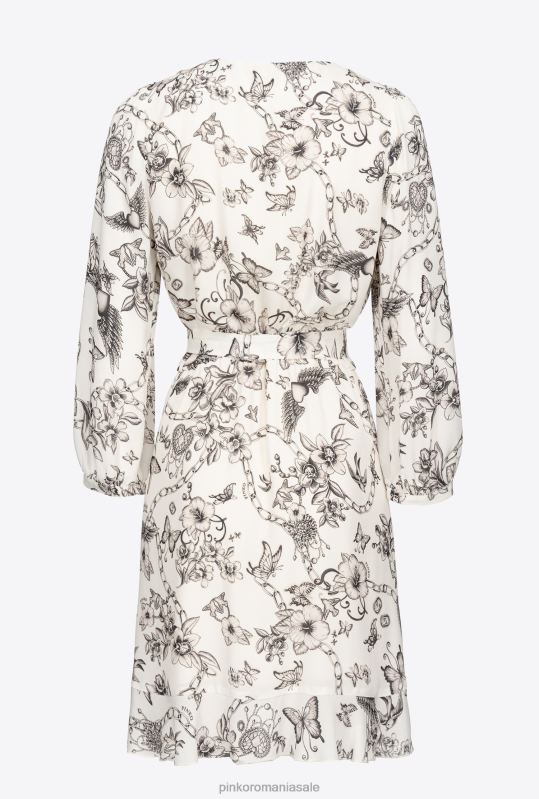 rochii scurte | rochie wrap cu imprimeu tatuaj Pinko unt/negru B0D08162