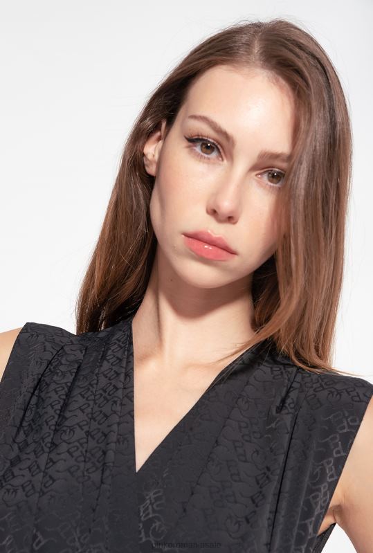 salopete si salopete | Body ines 12 crep de chine cu logo jacquard Pinko limuzina neagră B0D08310