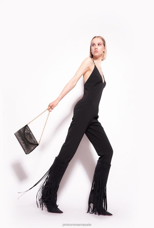 salopete si salopete | salopetă cu spatele deschis Pinko limuzina neagră B0D08194