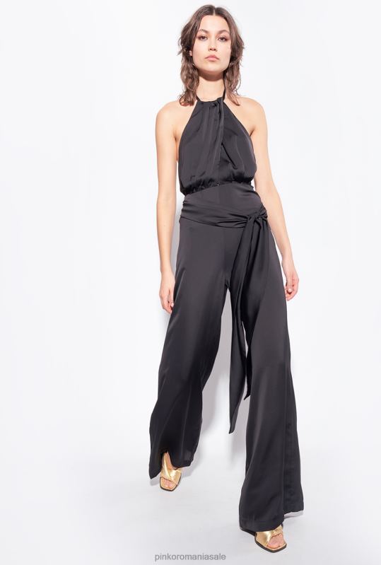 salopete si salopete | salopetă lejeră cu eșarfă Pinko limuzina neagră B0D088