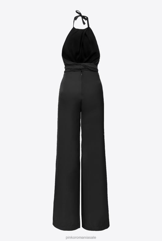 salopete si salopete | salopetă lejeră cu eșarfă Pinko limuzina neagră B0D088